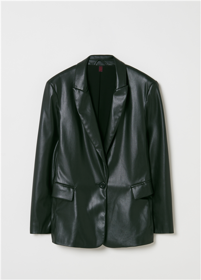 Parlak Görünümlü Siyah Blazer Ceket