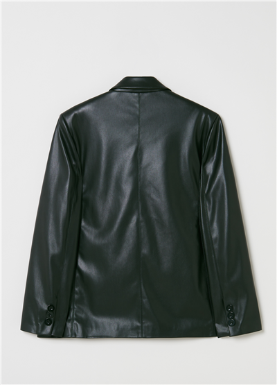 Parlak Görünümlü Siyah Blazer Ceket