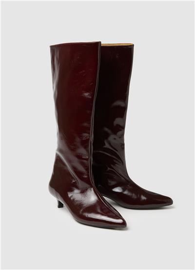 Patent Hakiki Deri Topuklu Çizme