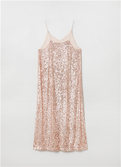 Payetli Pembe Midi Elbise