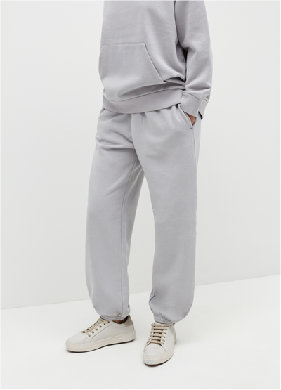 Peluş Açık Gri Jogger Pantolon