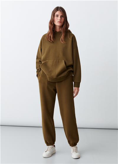 Peluş Haki Jogger Pantolon