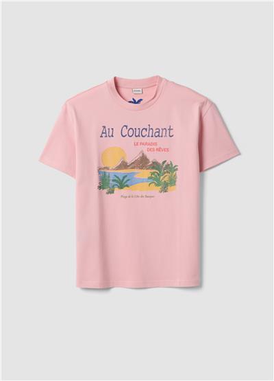 Pembe Baskılı Oversize Pamuk Tişört