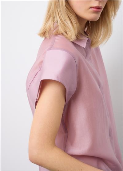 Pembe Lyocell Karışımlı Kısa Kollu Regular Kalıp Gömlek