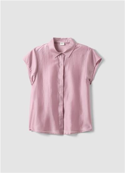 Pembe Lyocell Karışımlı Kısa Kollu Regular Kalıp Gömlek