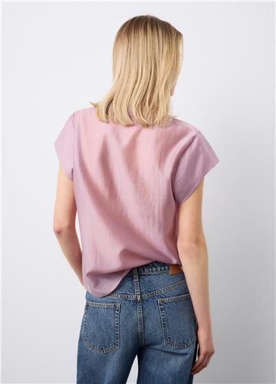 Pembe Lyocell Karışımlı Kısa Kollu Regular Kalıp Gömlek