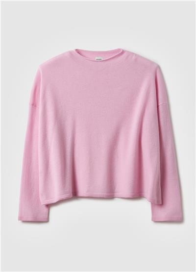 Pembe Oversize Saf Yün Kazak