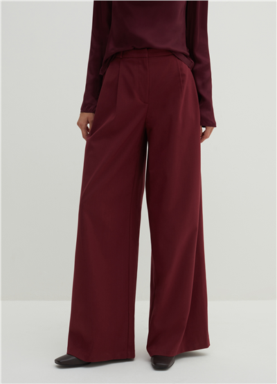 Pensli Bol Kesim Bordo Pantolon