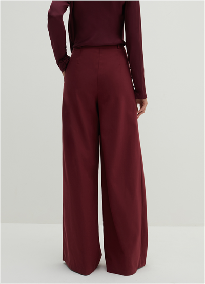 Pensli Bol Kesim Bordo Pantolon