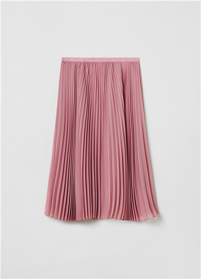 Pileli Pembe Georgette Etek