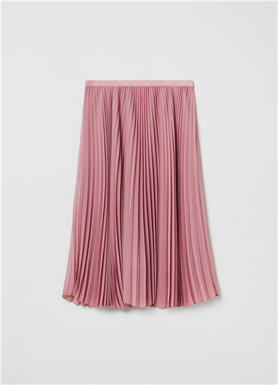 Pileli Pembe Georgette Etek