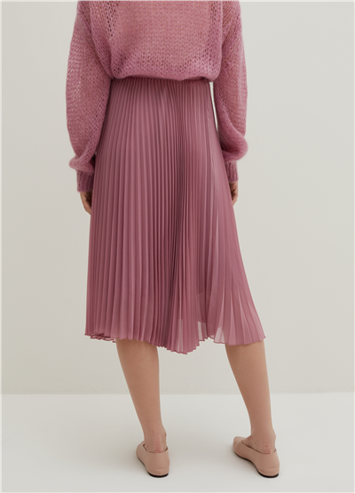 Pileli Pembe Georgette Etek