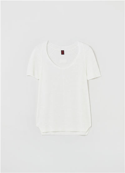 Reglan Kollu Keten Beyaz Tişört