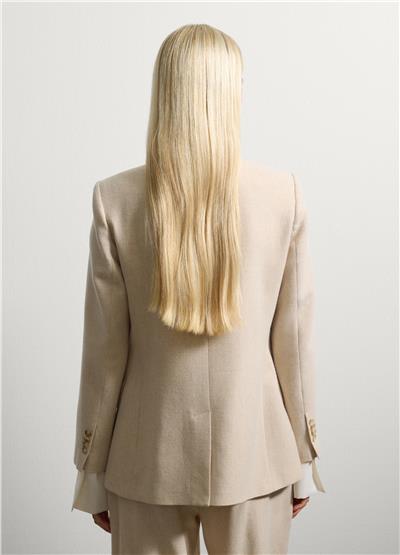 Regular Kalıp Bej Yün Karışımlı Blazer