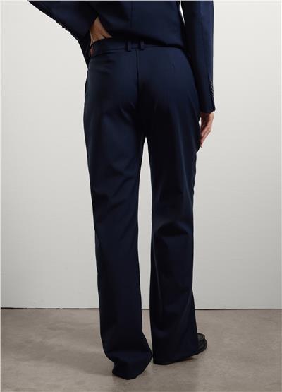 Regular Kalıp Mavi Yün Karışımlı Pantolon