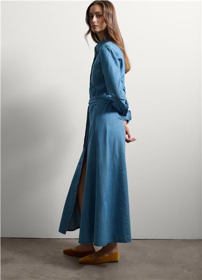 Regular Kalıp Pamuklu Kot Gömlek Elbise