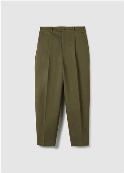 Regular Kalıp Yeşil Pamuk Karışımlı Pantolon
