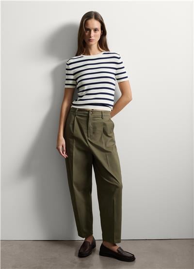 Regular Kalıp Yeşil Pamuk Karışımlı Pantolon