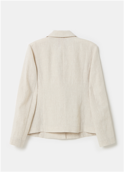 Regular Kesim Düğmeli Bej Blazer Ceket