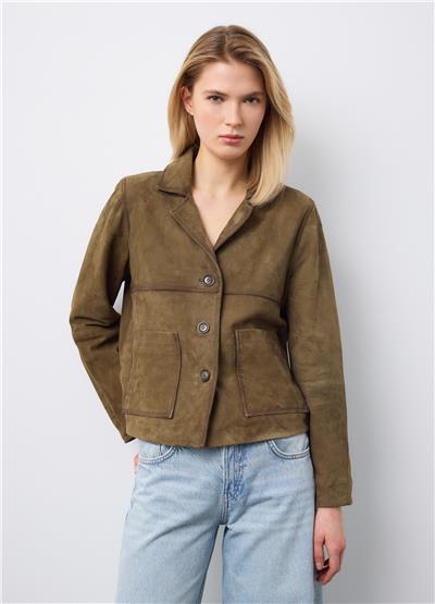 Regular Kesim Hakiki Süet Deri Kahverengi Ceket