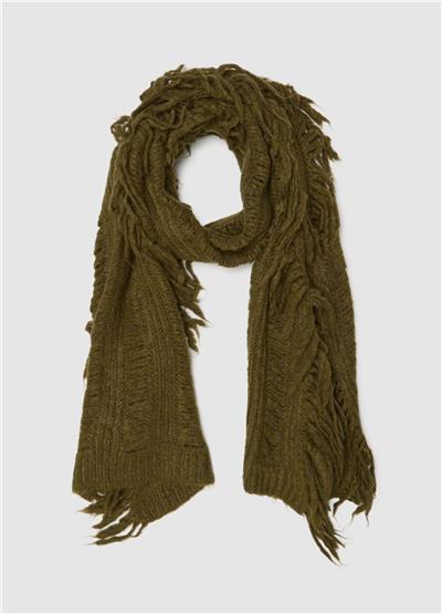 Koyu Yeşil Saçaklı Şal