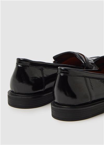 Püsküllü Siyah Hakiki Deri Mokasenler