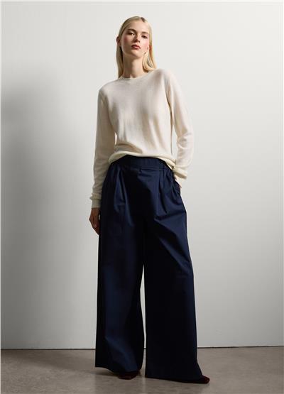 Koyu Mavi Saf Pamuklu Palazzo Pantolon