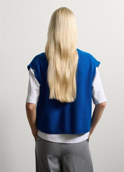 Mavi Saf Yün Kazak Düz Kesim