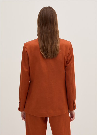 Saten Kruvaze Kiremit Blazer