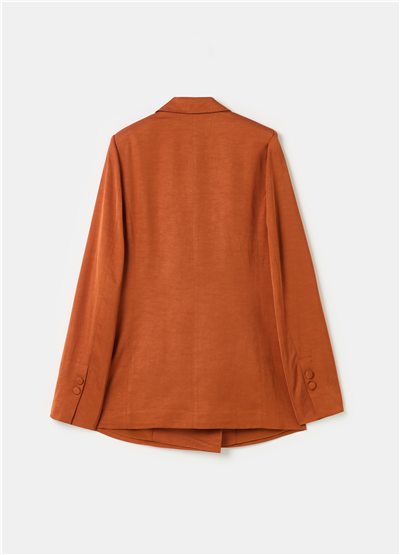 Saten Kruvaze Kiremit Blazer
