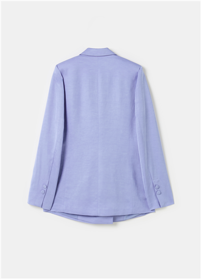 Saten Kruvaze Mavi Blazer