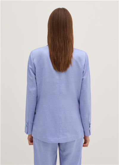 Saten Kruvaze Mavi Blazer