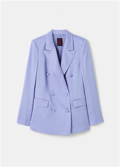 Saten Kruvaze Mavi Blazer