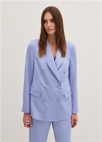 Saten Kruvaze Mavi Blazer