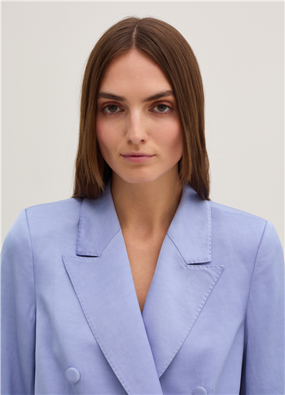 Saten Kruvaze Mavi Blazer