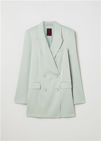 Saten Kruvaze Mint Blazer