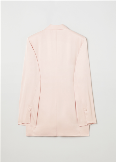 Saten Kruvaze Pudra Blazer