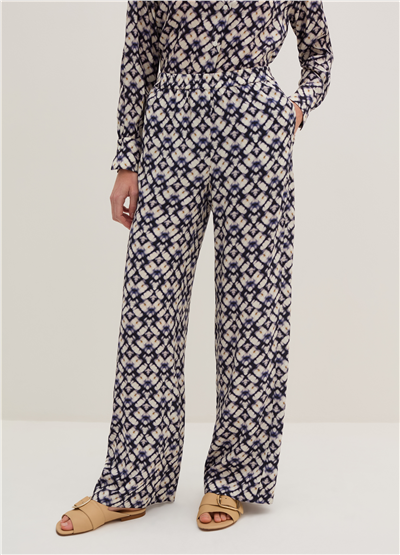 Shibori Baskılı Düz Pantolon