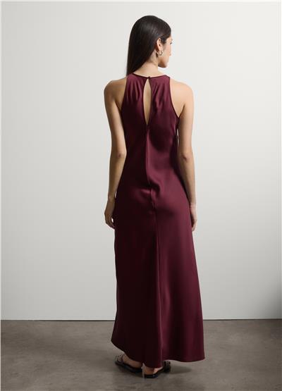 Sıfır Kol Regular Kalıp Koyu Mor Viskon Karışımı Elbise