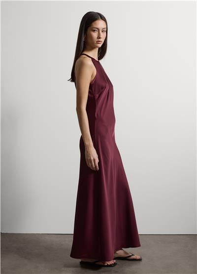 Sıfır Kol Regular Kalıp Koyu Mor Viskon Karışımı Elbise