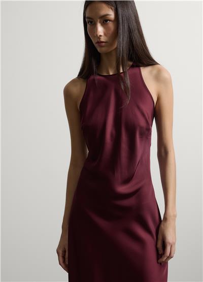 Sıfır Kol Regular Kalıp Koyu Mor Viskon Karışımı Elbise