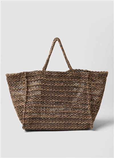 Siyah Bej Dokuma Shopper Çanta