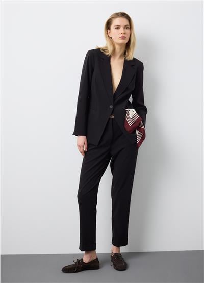 Siyah Regular Kalıp Şık Pantolon