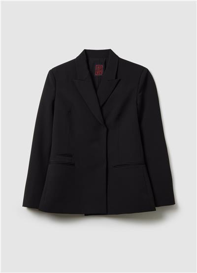Siyah Streç Kumaş Dar Kesim Blazer Ceket