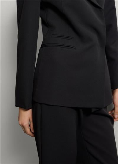 Siyah Streç Kumaş Dar Kesim Blazer Ceket
