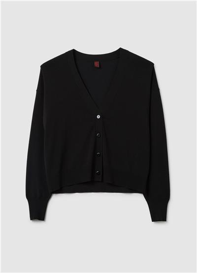 Siyah Viskon Karışımı Normal Kesim Hırka