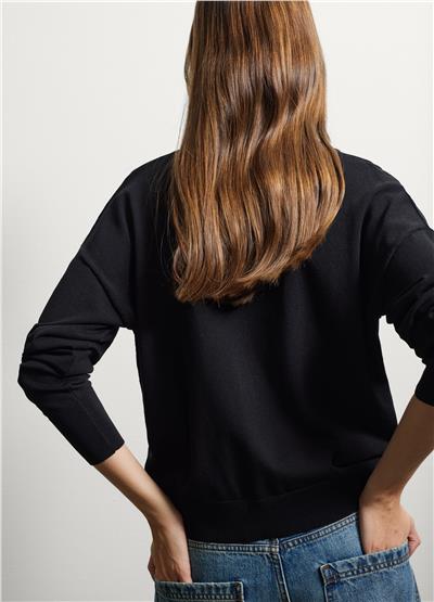 Siyah Viskon Karışımı Normal Kesim Hırka