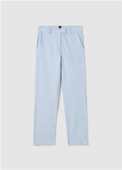 Stretch Keten ve Viskon Mavi Slim Fit Pantolon
