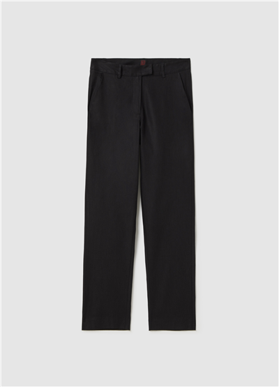 Stretch Keten ve Viskon Siyah Slim Fit Pantolon