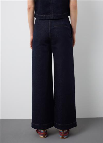 Stretch Pamuklu Denim Mavi Straight Fit Pantolon